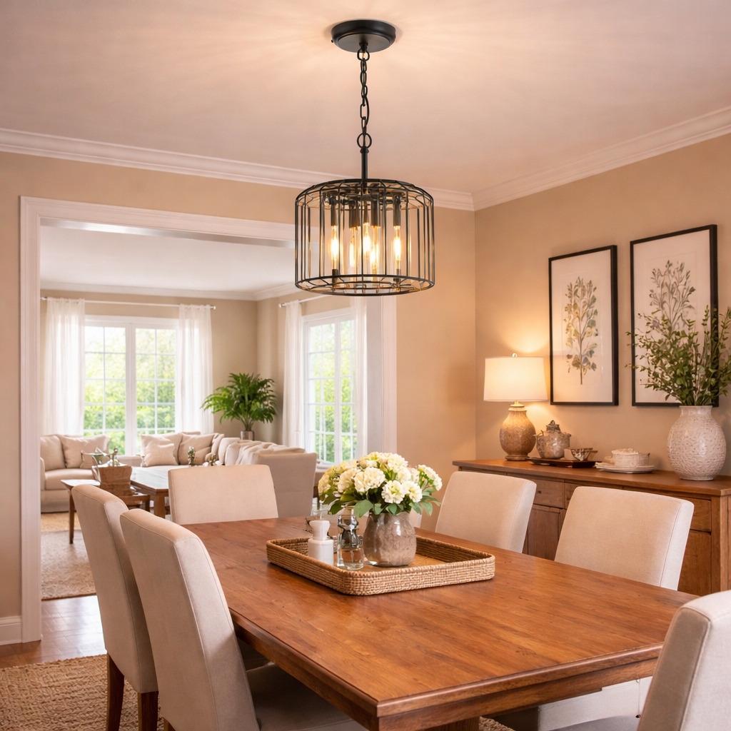 Black Pendant Lamp With Crystal Details And Single Light Point