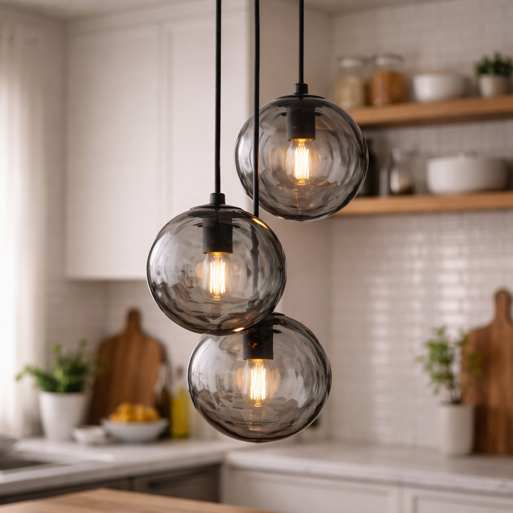 Pendant Lamp With Multiple Glass Light Points For Dining Table