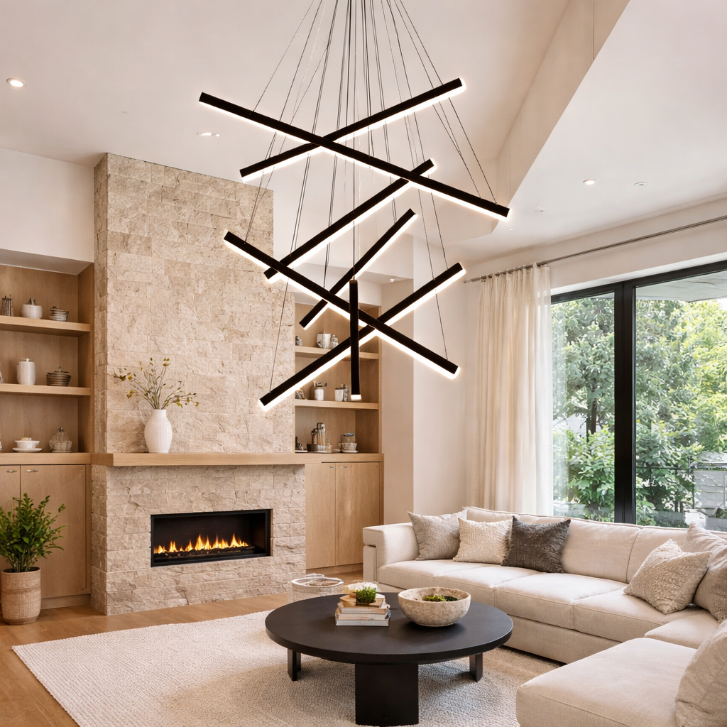 Pendant Lamp For Stairwell With Vertical Light Line