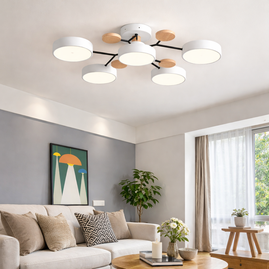 Circular Living Room Lamp with Integrated LED Module