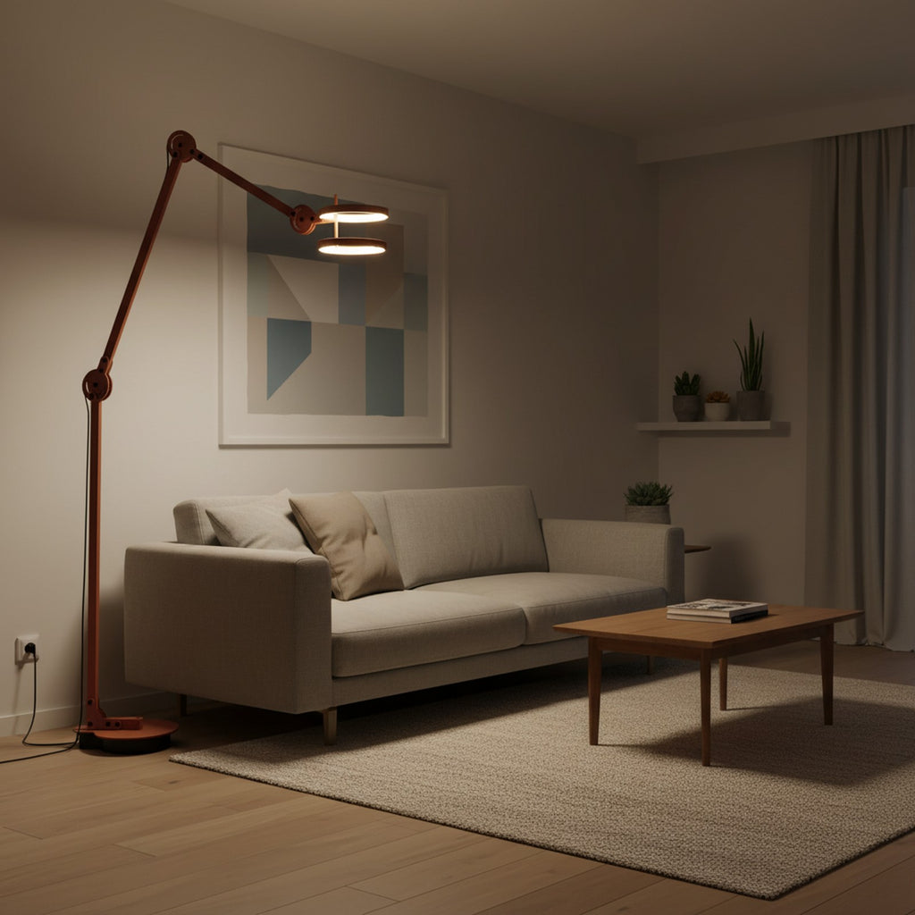 24mm Circle Arc Floor Lamp Double - Living Room Lifestyle