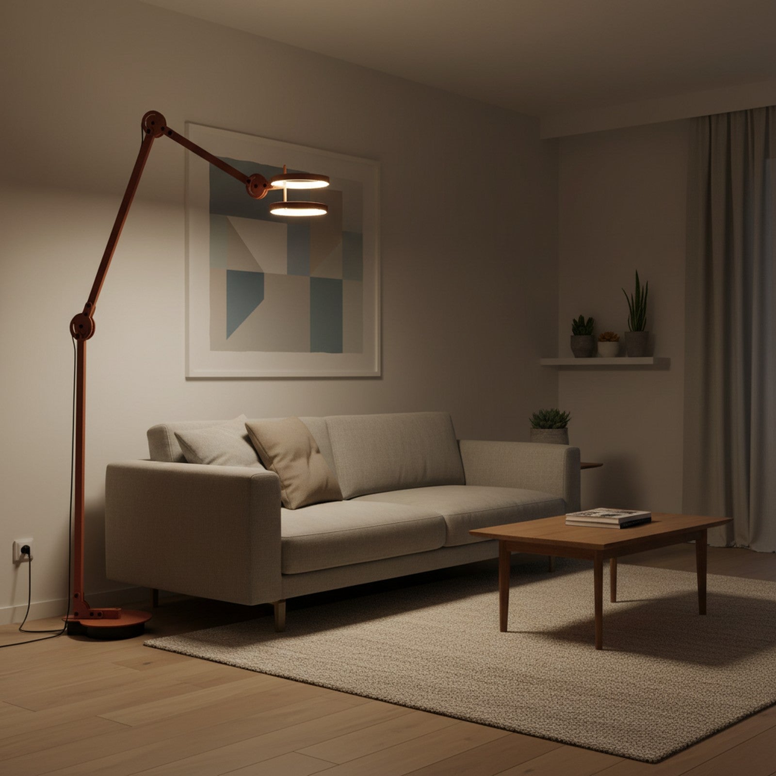 24mm Circle Arc Floor Lamp Double - Living Room Lifestyle