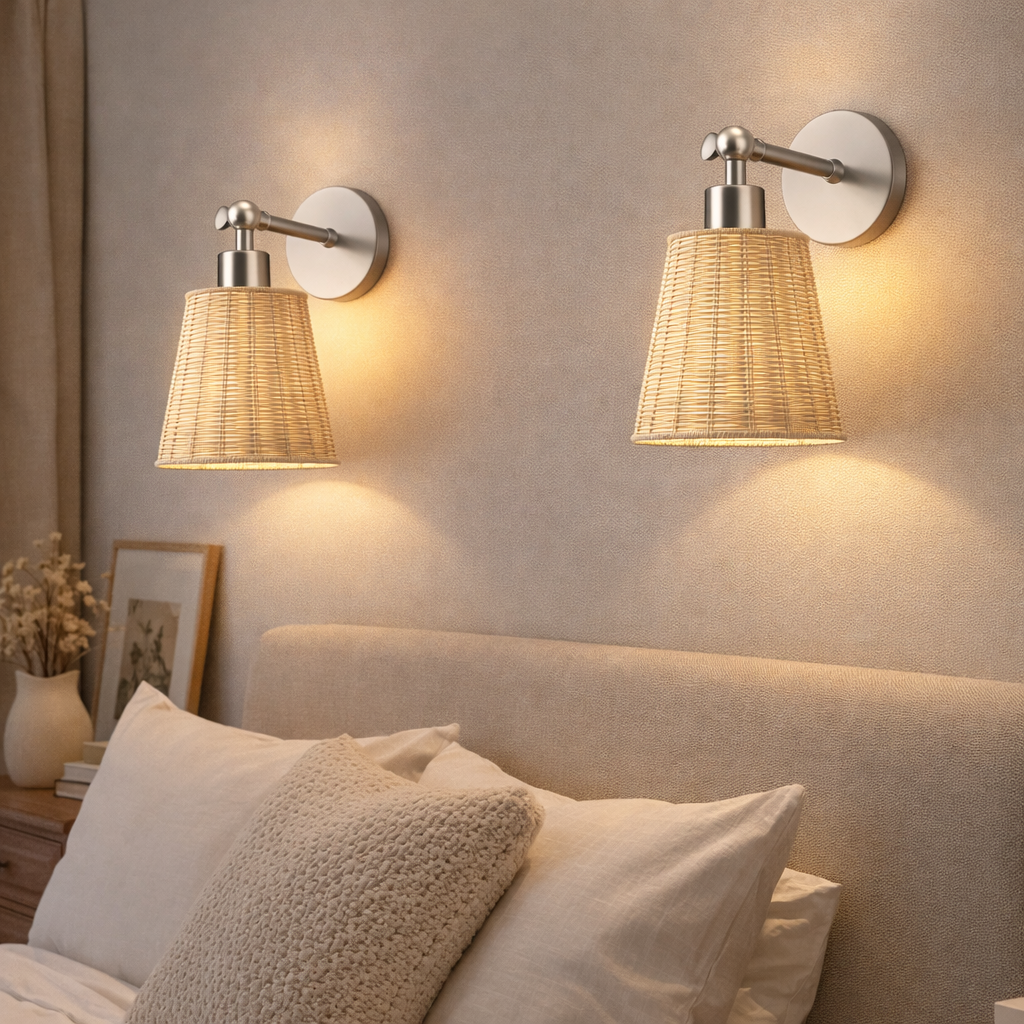 Wall Lamp with Natural Finish and Battery Power