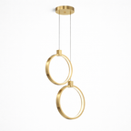 Suspension double anneau en laiton doré