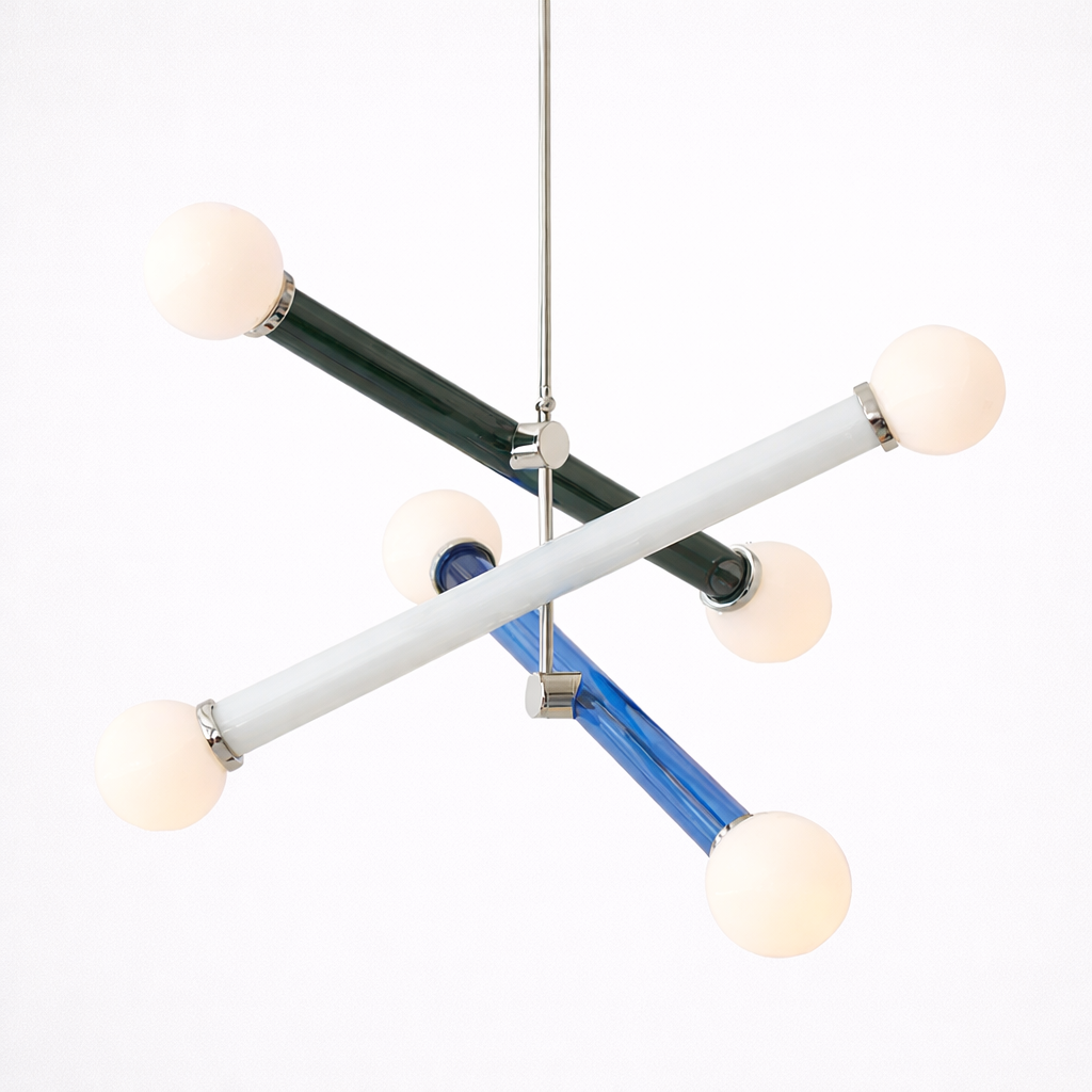 Kleurrijke Hanglamp Met Art Deco Geïnspireerde Vorm