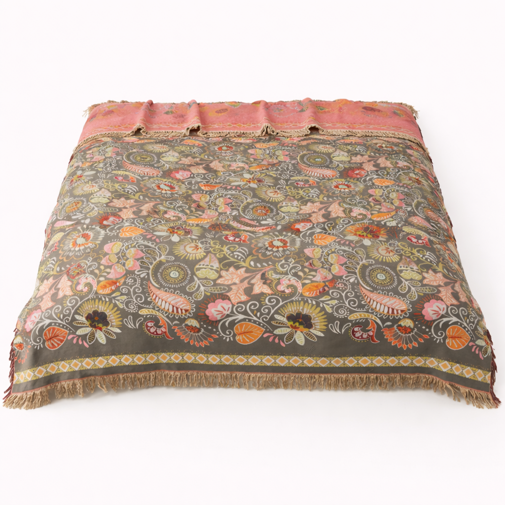 Reversible Throw Blanket with Autumn Leaf Pattern