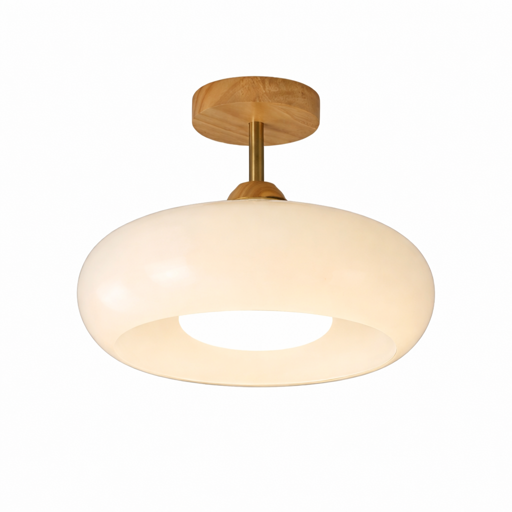 Bauhaus Plafondlamp met Glazen Schijfdesign
