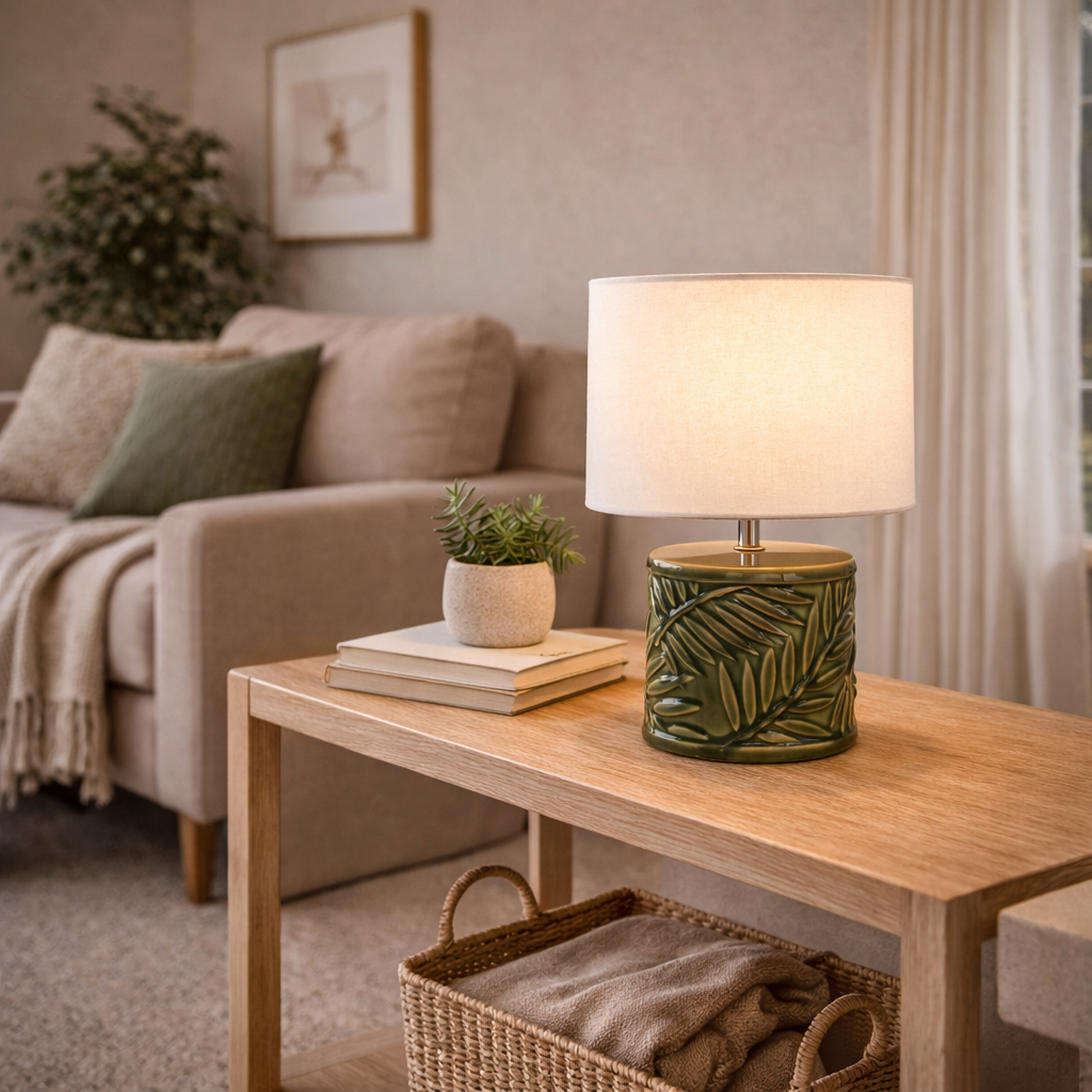 Keramisk Bordlampe Med Dekorativt Design