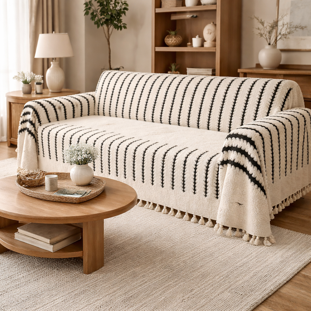 Tufted Plush Sofa Cover with Classic Look