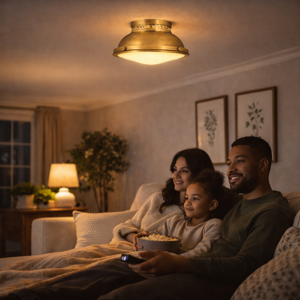 Ceiling Lamp With Two Light Points In Brass Finish