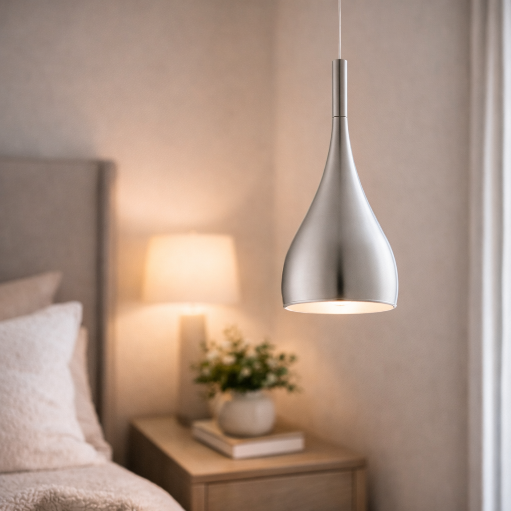 Hanglamp Met Satijnchromen Afwerking