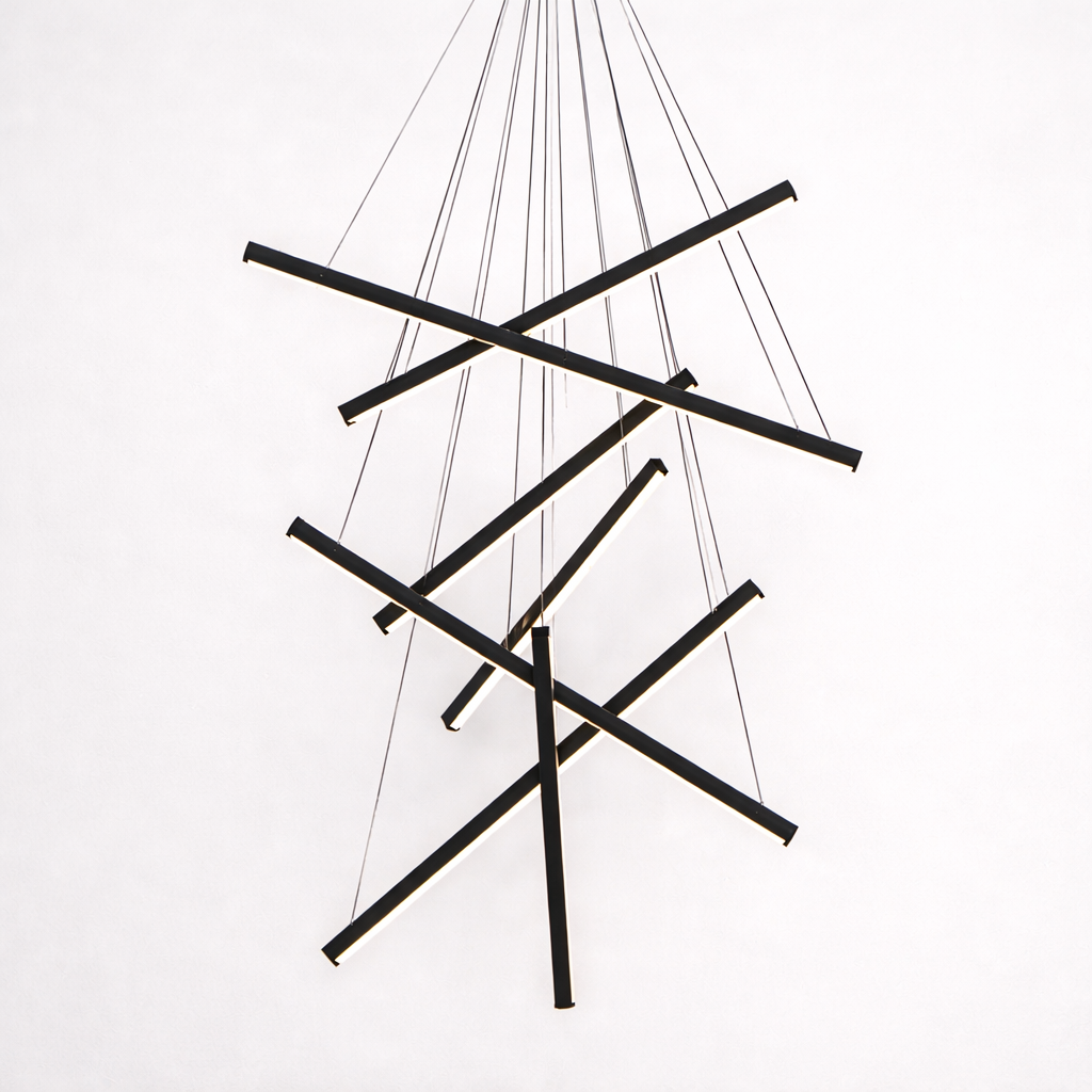 Pendant Lamp For Stairwell With Vertical Light Line