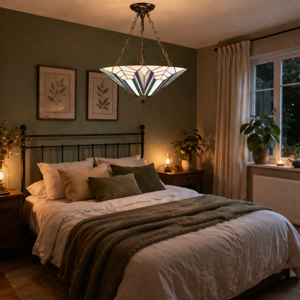 Pendant Lamp With Inverted Glass Shade In Classic Style