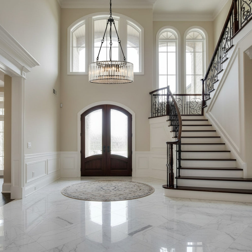 Black Crystal Chandelier with Adjustable Chain - Room Context