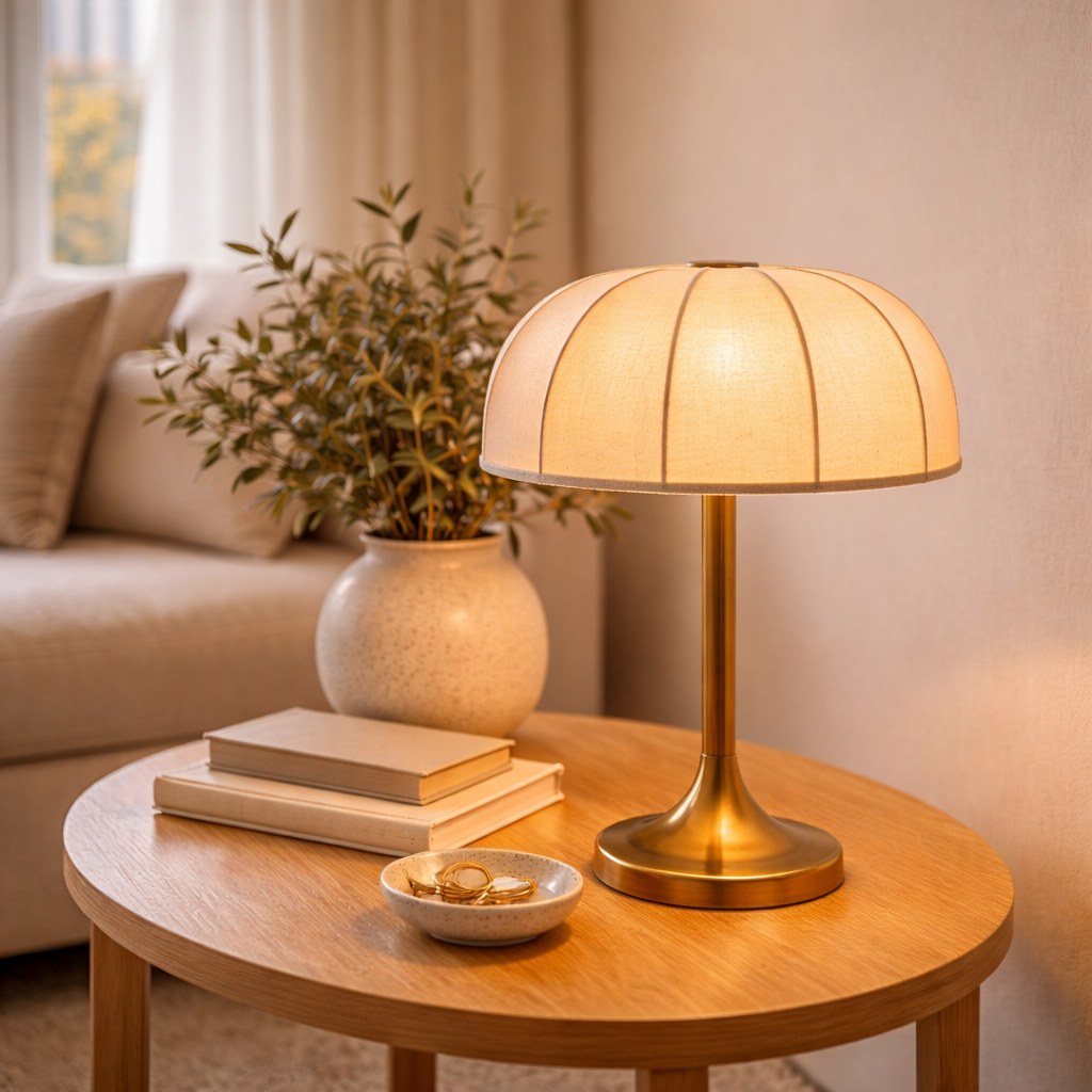 Tischlampe mit kompakter Bauweise und gerichteter Lichtbündelung