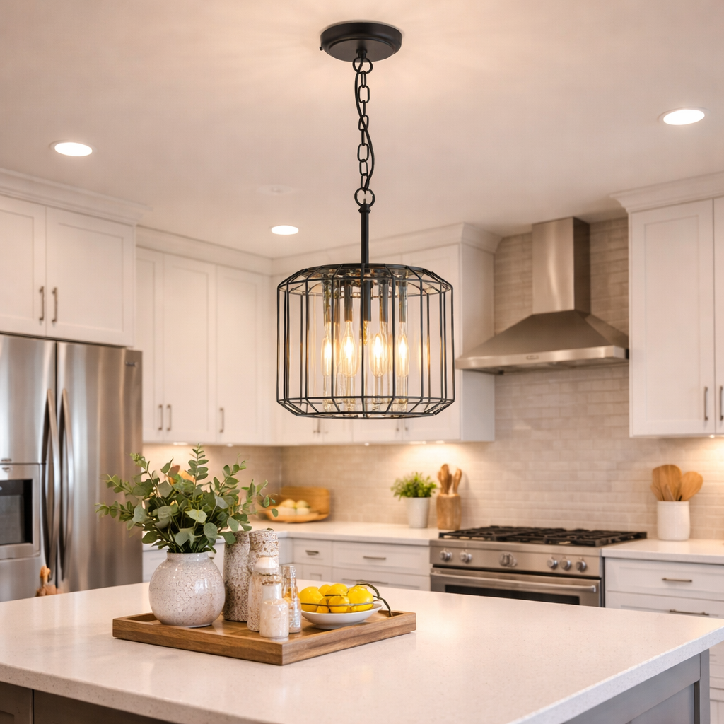 Black Pendant Lamp With Crystal Details And Single Light Point