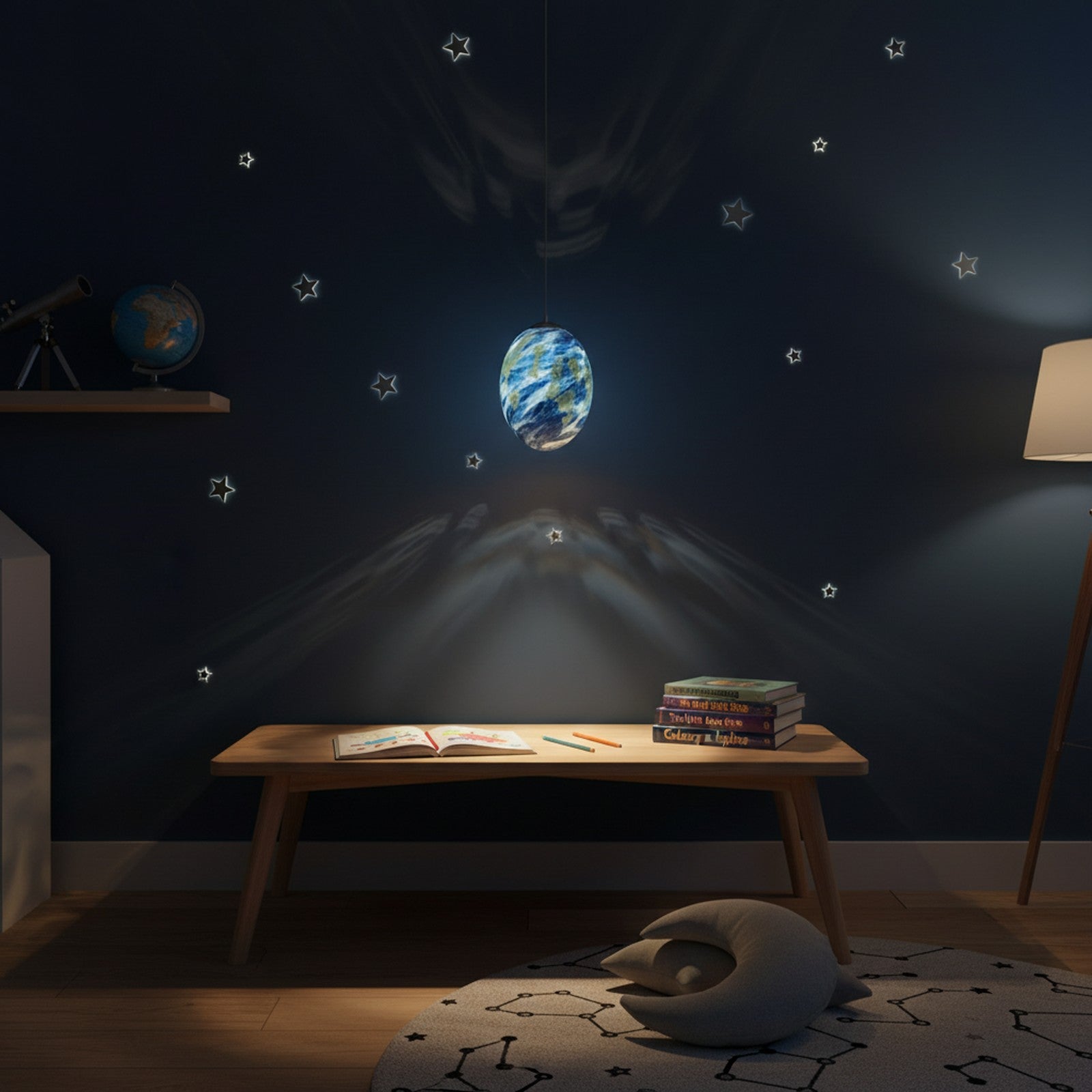 Milky Way Galaxy Pendant Lamp - Study Room Setting