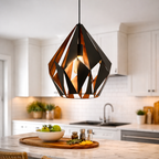 Koperen Hanglamp Met Geometrische Open Kap