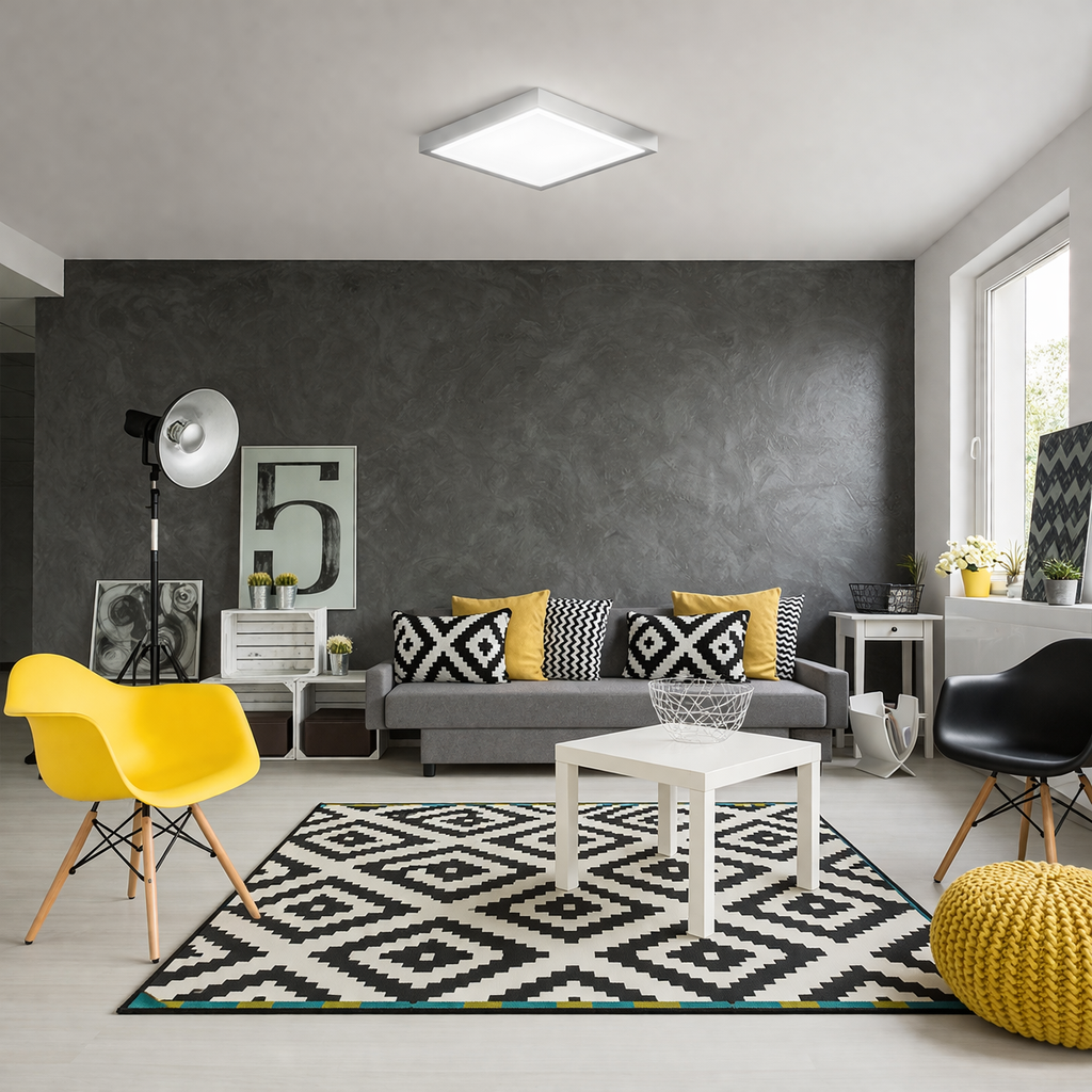 Applique et plafonnier LED carrés avec lumière blanche neutre