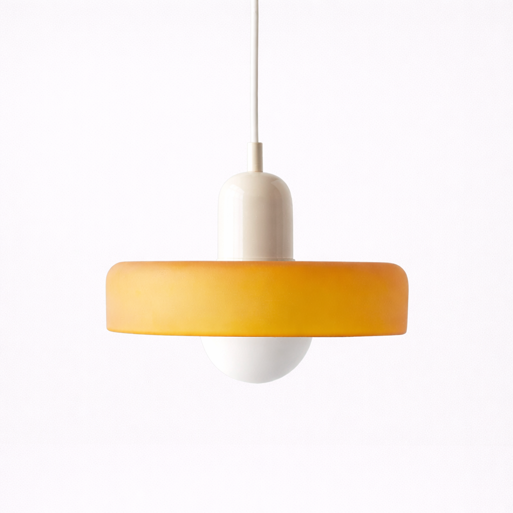 Mid-century pendant fixture with glass shade