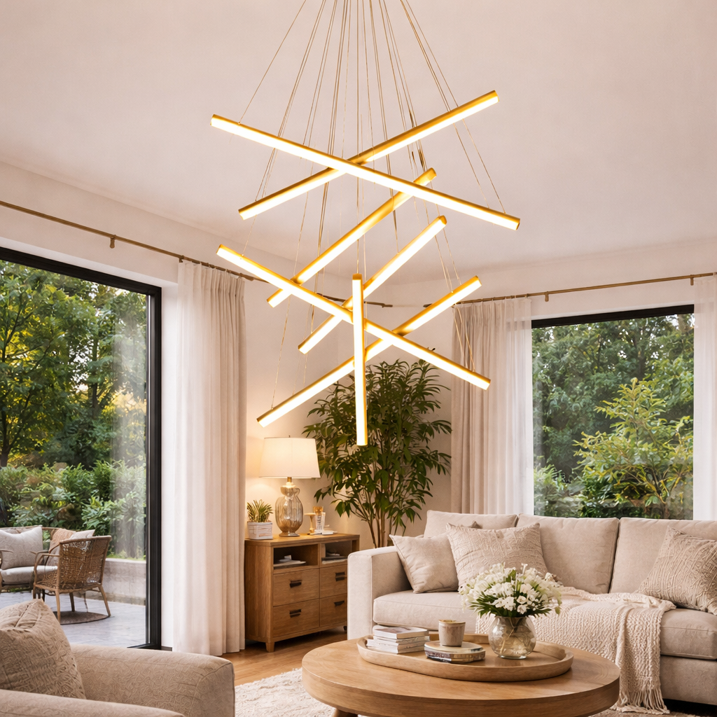Pendant Lamp For Stairwell With Vertical Light Line